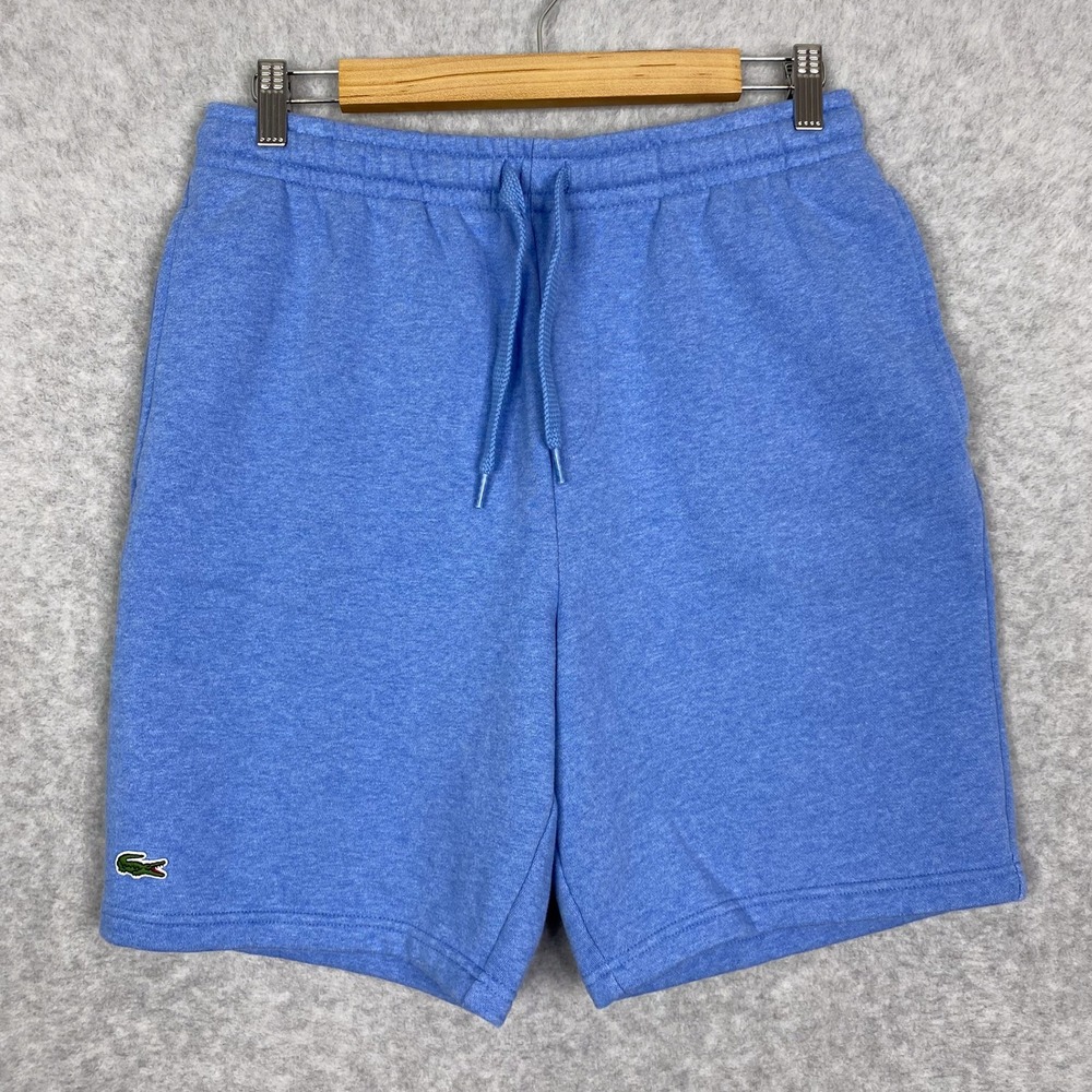Lacoste Sport Shorts Mens M Blue Tennis Fleece Sweat